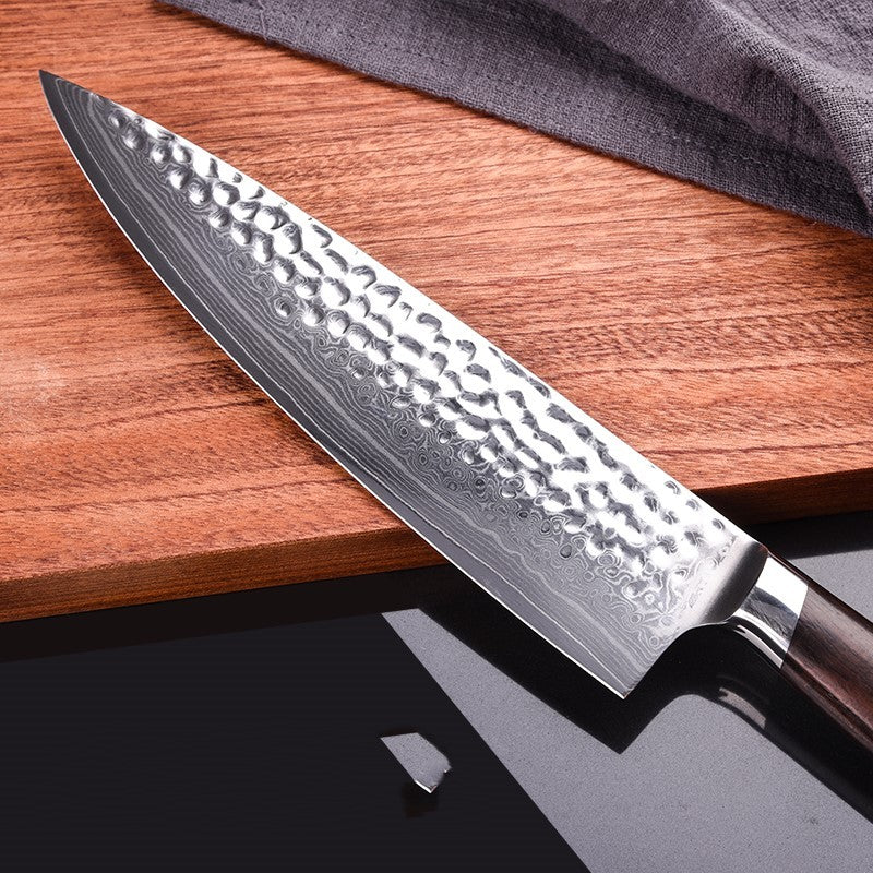 Stainless steel hammered chef's knife