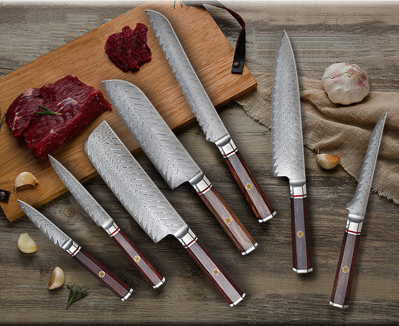 Damascus steel octagonal handle series kitchen knife
