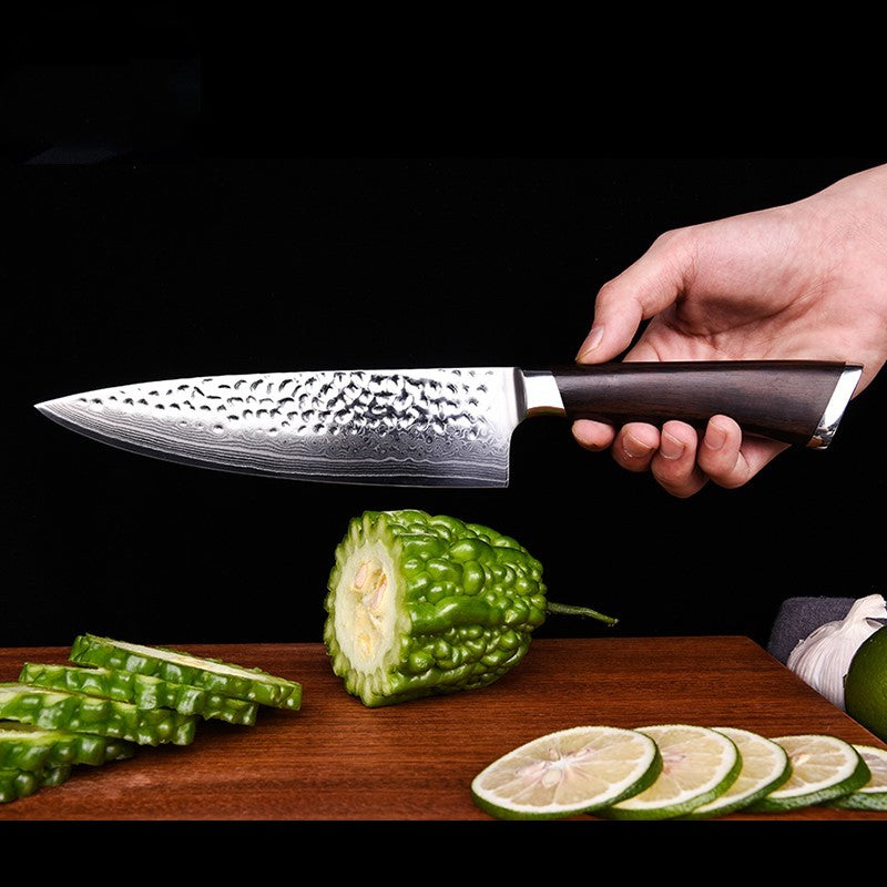 Stainless steel hammered chef's knife