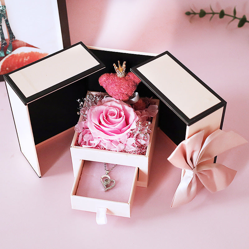 Mini „Double Door“ Geschenkbox mit Blumen (Rot/Rosa/Lila)