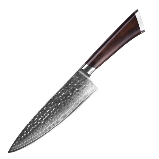 Stainless steel hammered chef's knife