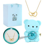 🐻 „Little Bear“ Eternal-Flower-Geschenkbox + Doppelherz-Halskette