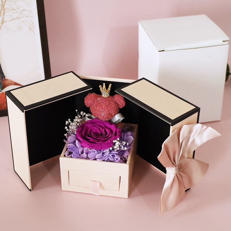 Mini „Double Door“ Geschenkbox mit Blumen (Rot/Rosa/Lila)