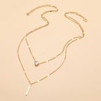 ✨ Doppelreihige Herz-Zirkonia Halskette – Collier (X0873)