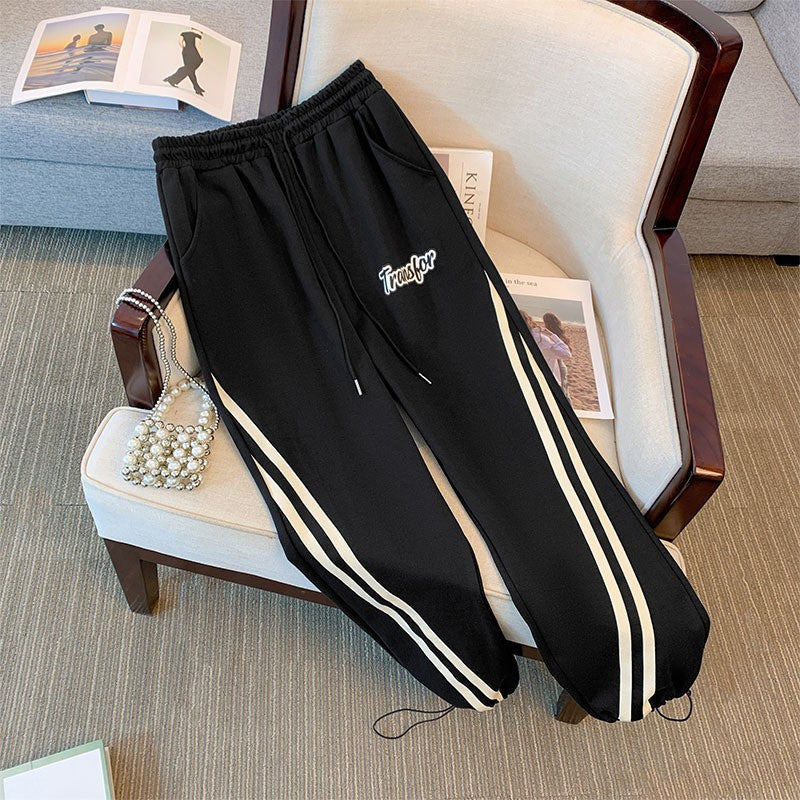 Plus Size Women's Ankle-tied Straight Trousers