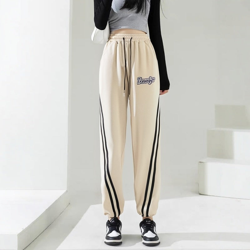 Plus Size Women's Ankle-tied Straight Trousers