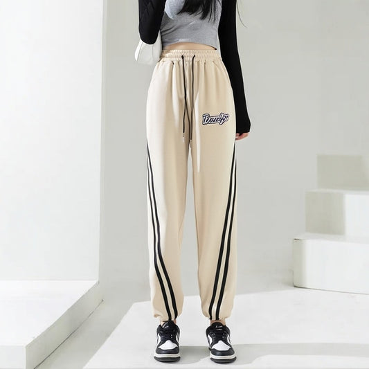 Plus Size Women's Ankle-tied Straight Trousers
