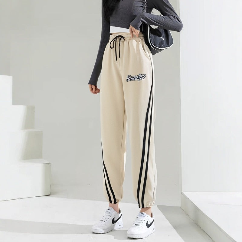 Plus Size Women's Ankle-tied Straight Trousers