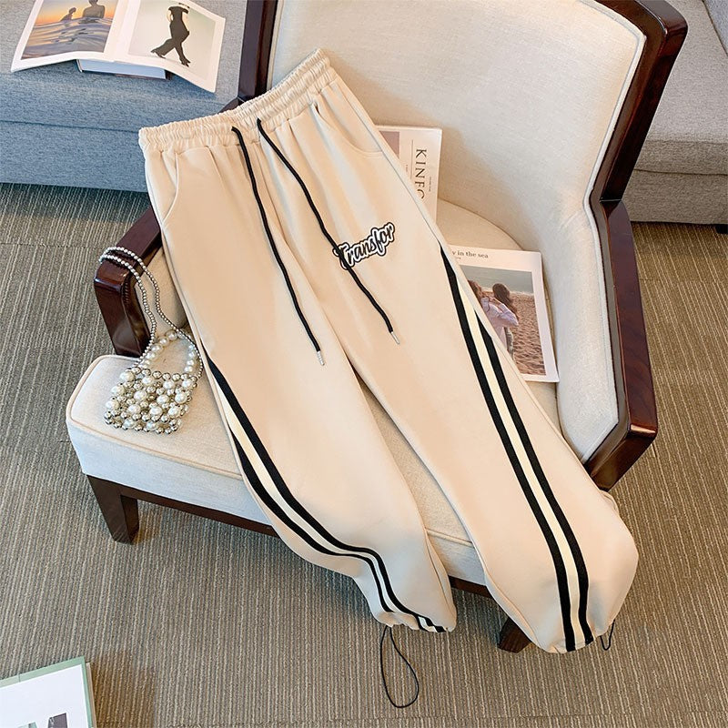 Plus Size Women's Ankle-tied Straight Trousers
