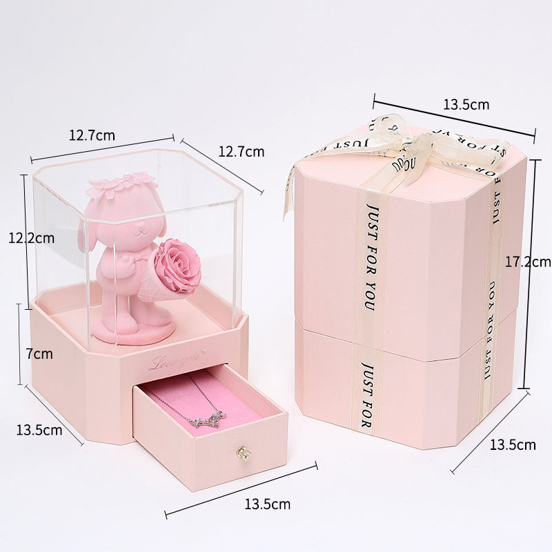 🐰 Acryl-Geschenkbox „Confession Rabbit“ mit kandierten Blumen