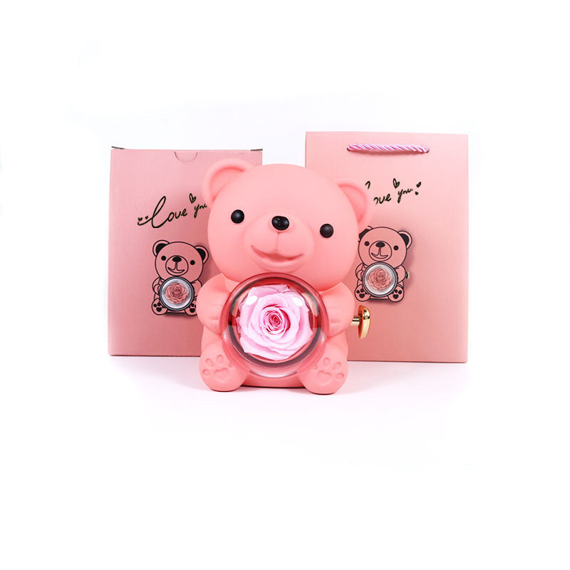 💝 „Rotating Bear“ Geschenkbox – Rose Schmuckbox (Kunststoff, Spray-Finish)
