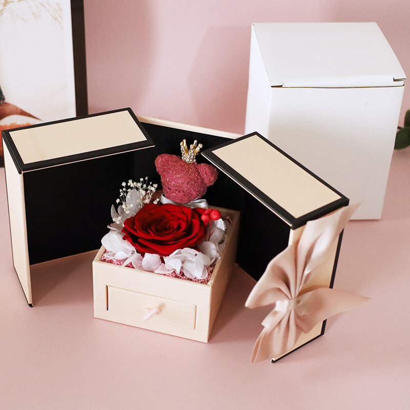 Mini „Double Door“ Geschenkbox mit Blumen (Rot/Rosa/Lila)