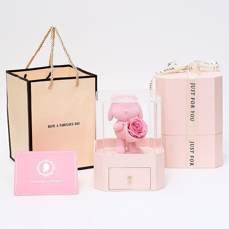 🐰 Acryl-Geschenkbox „Confession Rabbit“ mit kandierten Blumen