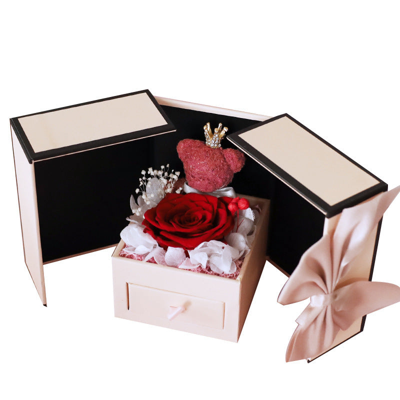 Mini „Double Door“ Geschenkbox mit Blumen (Rot/Rosa/Lila)