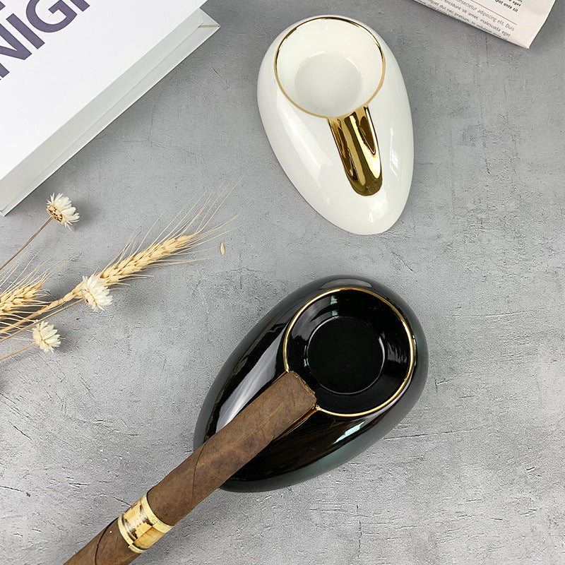 Creative Ceramic Portable Round Cigar Ashtray