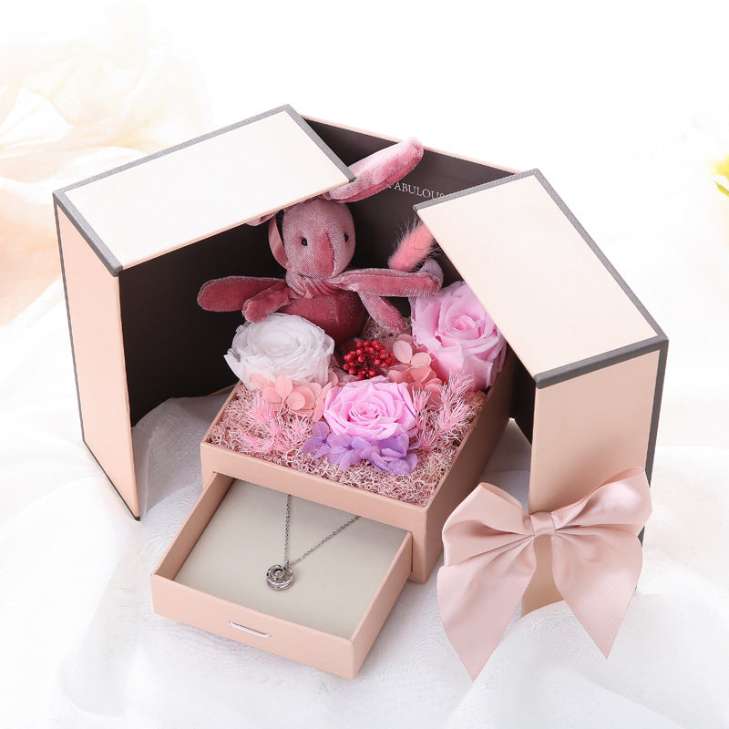 🌸 „Eternal Rose“ Geschenkbox – konservierte Rose (Blume/Bär/Kaninchen)