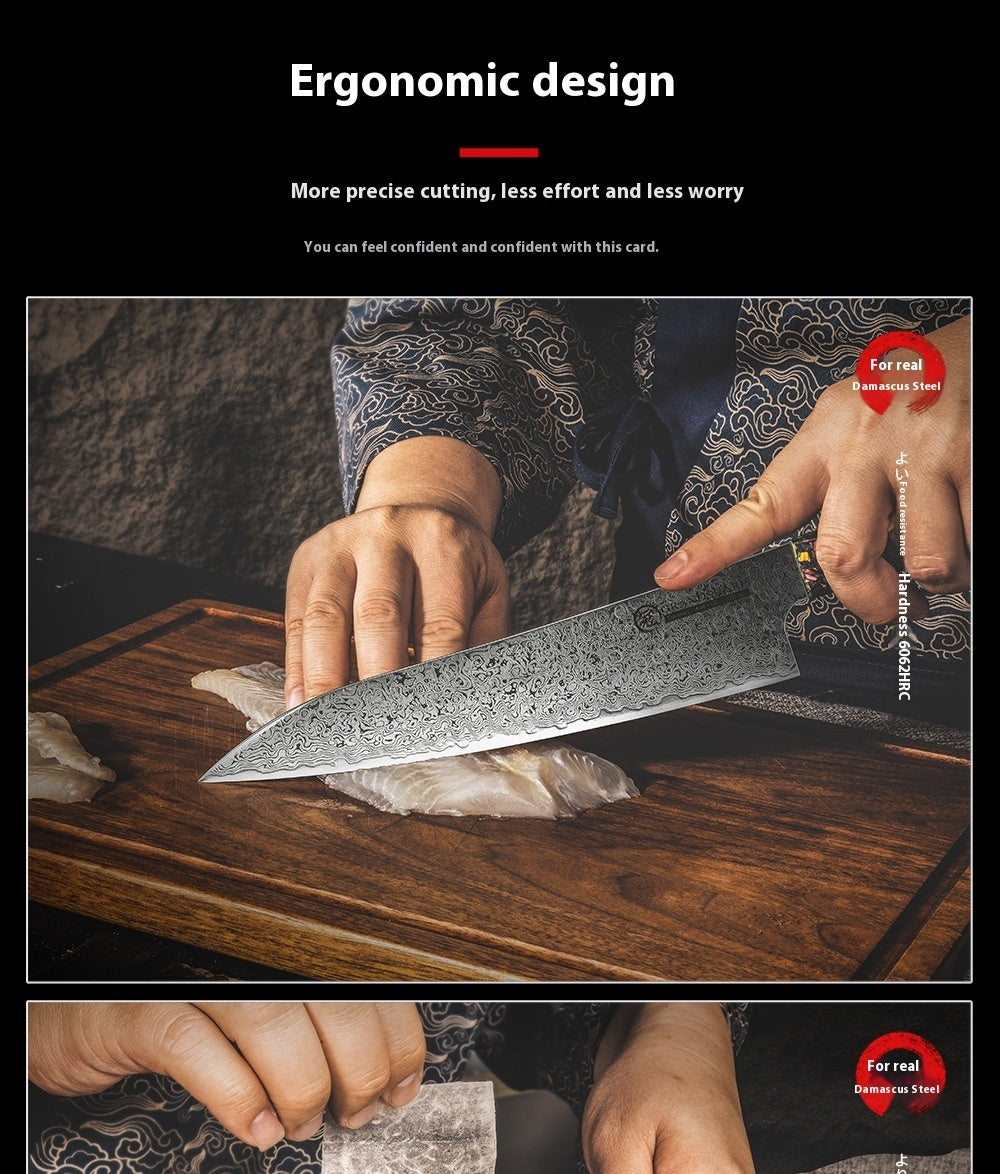 Damascus Steel Kitchen Knife Chef Cutting Knife Universal Knife Household Slice