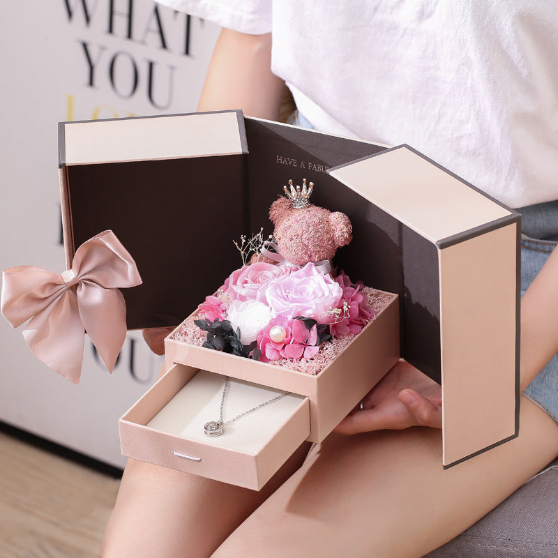🌸 „Eternal Rose“ Geschenkbox – konservierte Rose (Blume/Bär/Kaninchen)