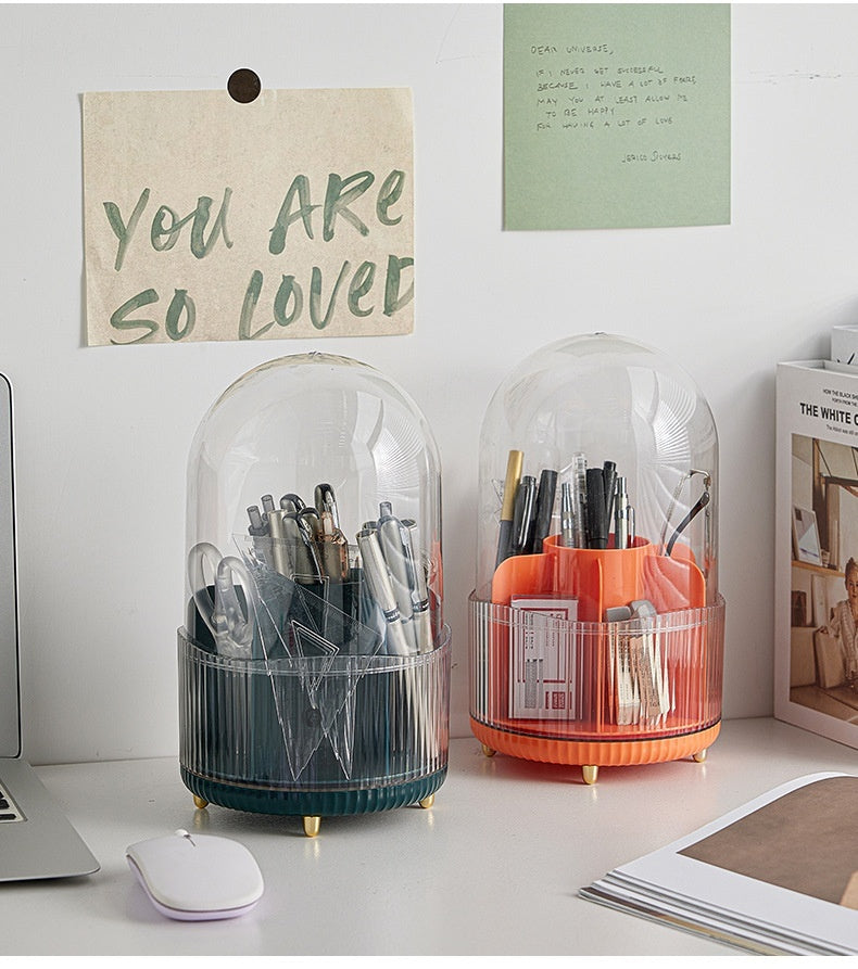 Rotating Cosmetics Storage Bucket Compartment With Lid